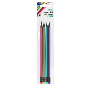 Starpak Triangular Pencil with Eraser HB Pearl 4pcs