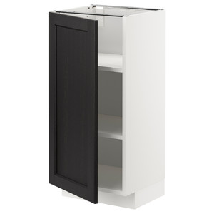 METOD Base cabinet with shelves, white/Lerhyttan black stained, 40x37 cm