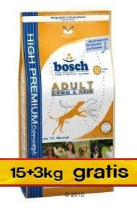 Bosch Adult Lamb & Rice Dry Dog Food 18kg (15+3kg)