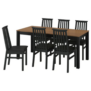 ÅLHULT / ÅLHULT Table and 6 chairs, black/brown/Bomstad black black, 170/220x80 cm