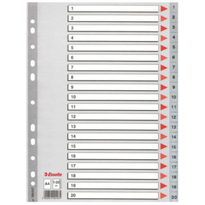 Esselte Index A4 PP 1-20 Numbers, grey