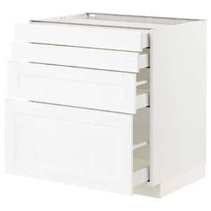 METOD / MAXIMERA Base cab 4 frnts/4 drawers, white Enköping/white wood effect, 80x60 cm
