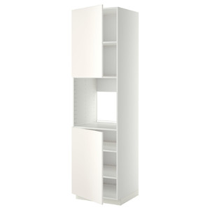 METOD High cab f oven w 2 doors/shelves, white/Veddinge white, 60x60x220 cm