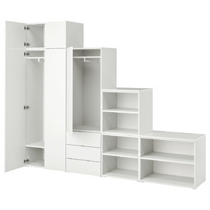PLATSA Wardrobe with 5 doors+3 drawers, white/Fonnes white, 280x42x221 cm