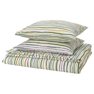 SUMPGRÖE Duvet cover and 2 pillowcases, multicolour/striped, 200x200/50x60 cm