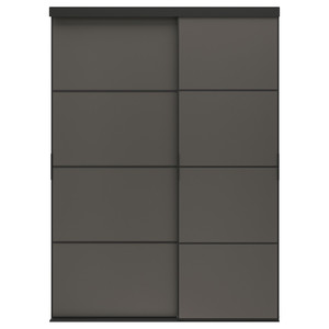 SKYTTA / MEHAMN Sliding door combination, black/double sided dark grey, 177x240 cm