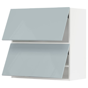 METOD Wall cabinet horizontal w 2 doors, white/Kallarp light grey-blue, 80x80 cm