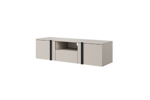 Wall-Mounted TV Cabinet Verica 150 cm, cashmere/black handles