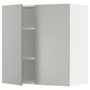 METOD Wall cabinet with shelves/2 doors, white/Havstorp light grey, 80x80 cm