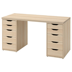 LAGKAPTEN / ALEX Desk, white stained oak effect, 140x60 cm