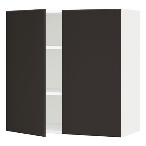 METOD Wall cabinet with shelves/2 doors, white/Kungsbacka anthracite, 80x80 cm