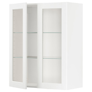 METOD Wall cabinet w shelves/2 glass drs, white Enköping/white wood effect, 80x100 cm