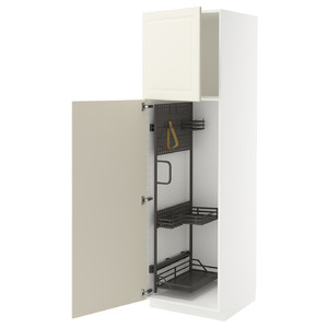 METOD High cabinet with cleaning interior, white/Bodbyn off-white, 60x60x200 cm