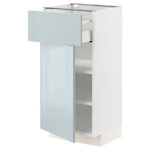 METOD / MAXIMERA Base cabinet with drawer/door, white/Kallarp light grey-blue, 40x37 cm