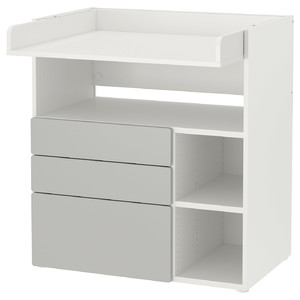 SMÅSTAD Changing table, white grey, with 3 drawers, 90x79x100 cm