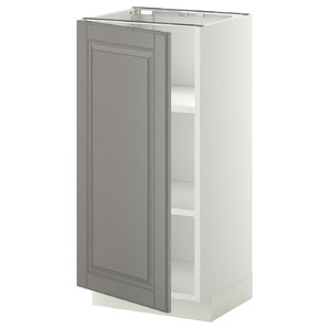 METOD Base cabinet with shelves, white/Bodbyn grey, 40x37 cm