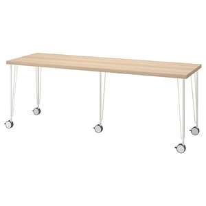 LAGKAPTEN / KRILLE Desk, white stained oak effect, white, 200x60 cm
