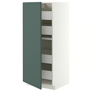 METOD/MAXIMERA High cabinet with drawers, white/Aspudden dark grey-green, 60x60x140 cm