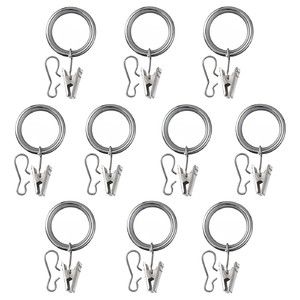 SYRLIG Curtain ring with clip and hook, nickel-plated, 25 mm