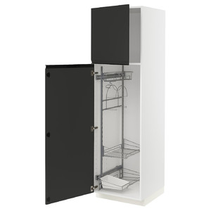 METOD High cabinet with cleaning interior, white/Upplöv matt anthracite, 60x60x200 cm