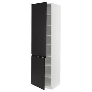 METOD High cabinet with shelves/2 doors, white/Upplöv matt anthracite, 60x60x220 cm