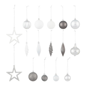 Christmas Baubles 40pcs, plastic, silver