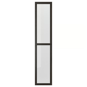 OXBERG Glass door, dark brown oak effect, 40x192 cm