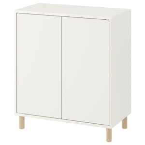 EKET Cabinet combination with legs, white/wood, 70x35x80 cm