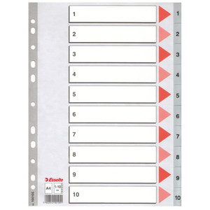 Esselte Index A4 PP 1-10 Numbers, grey