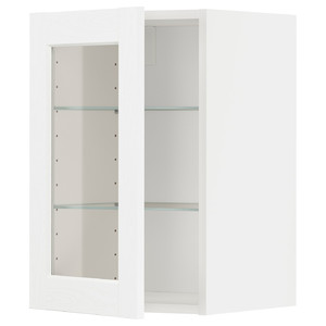METOD Wall cabinet w shelves/glass door, white Enköping/white wood effect, 40x60 cm