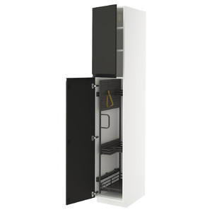 METOD High cabinet with cleaning interior, white/Upplöv matt anthracite, 40x60x220 cm