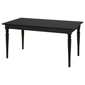 ROSENTORP Extendable table, black, 155/215x87 cm