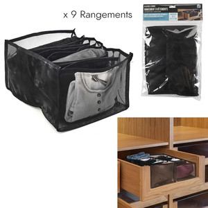 9-Compartment Underwear Organizer, black