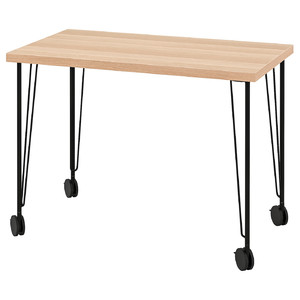 LINNMON / KRILLE Desk, white stained oak effect/black, 100x60 cm