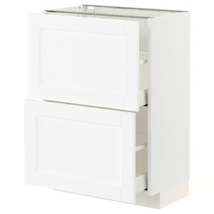 METOD / MAXIMERA Base cabinet with 2 drawers, white Enköping/white wood effect, 60x37 cm