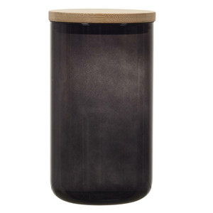 Elegant Glass Storage Jar with Bamboo Lid 1l, black