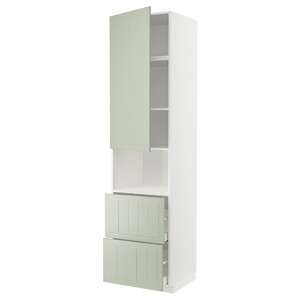 METOD / MAXIMERA Hi cab f micro w door/2 drawers, white/Stensund light green, 60x60x240 cm