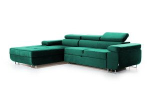 Corner Sofa-Bed Left Annabelle II Green Monolith 37