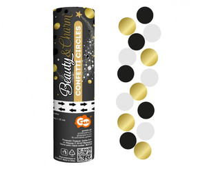Confetti Party Popper 15x4cm, black-gold-white