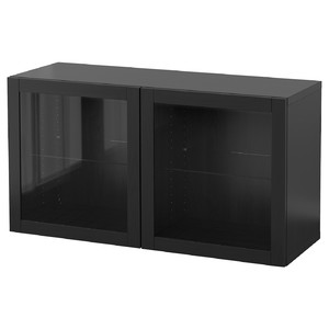 BESTÅ Wall-mounted cabinet combination, black-brown/Sindvik, 120x42x64 cm