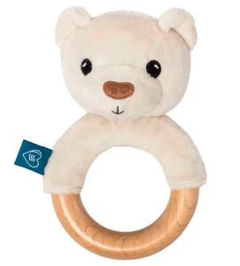 Whisbear Eco Wooden Teether Teddy Bear, light beige, 3m+