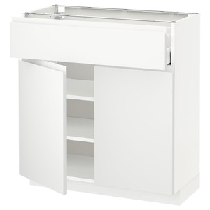 METOD / MAXIMERA Base cabinet with drawer/2 doors, white/Voxtorp matt white, 80x37 cm