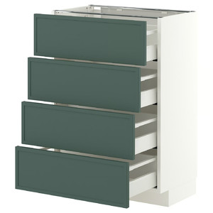 METOD/MAXIMERA Base cab 4 frnts/4 drawers, white/Aspudden dark grey-green, 60x37 cm