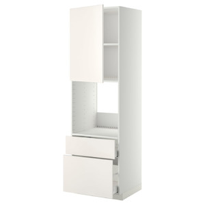 METOD / MAXIMERA High cabinet f oven+door/2 drawers, white/Veddinge white, 60x60x200 cm