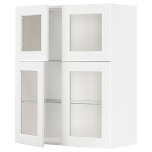 METOD Wall cabinet w shelves/4 glass drs, white Enköping/white wood effect, 80x100 cm