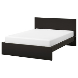 MALM Bed frame, high, black-brown/Lindbåden, 160x200 cm