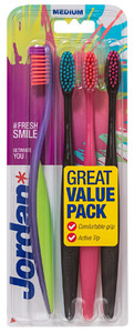 Jordan Ultimate You Toothbrush Medium 4-pack, assorted colours
