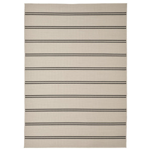 VIRKLUND Rug flatwoven, in/outdoor, beige/dark grey, 160x230 cm