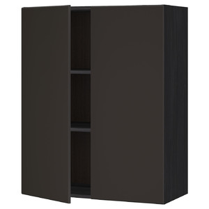 METOD Wall cabinet with shelves/2 doors, black/Kungsbacka anthracite, 80x100 cm