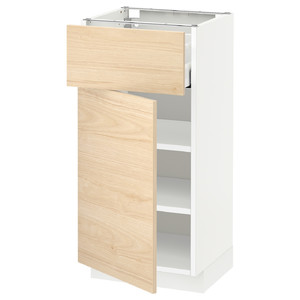 METOD / MAXIMERA Base cabinet with drawer/door, white/Askersund light ash effect, 40x37 cm